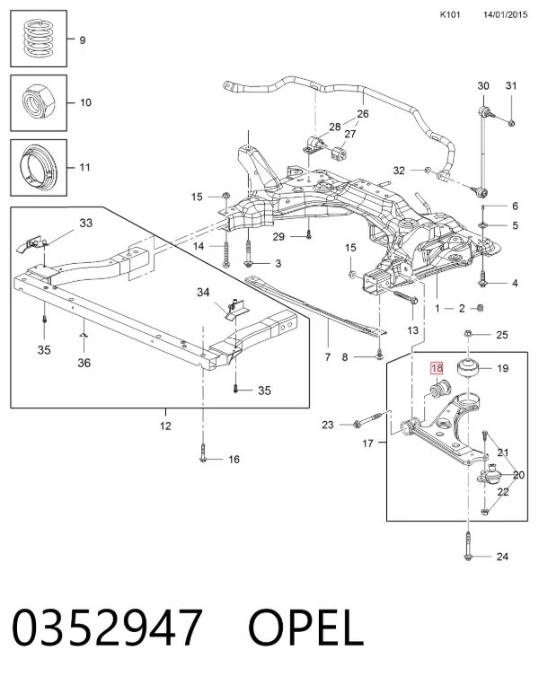 Сайлентблок переднего рычага 0352947 Opel