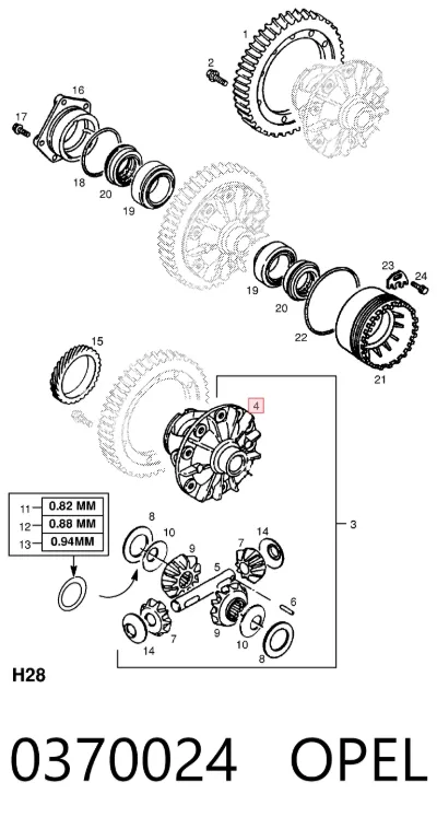 Корпус дифференциала переднего моста, сателитов OPEL 0370024
