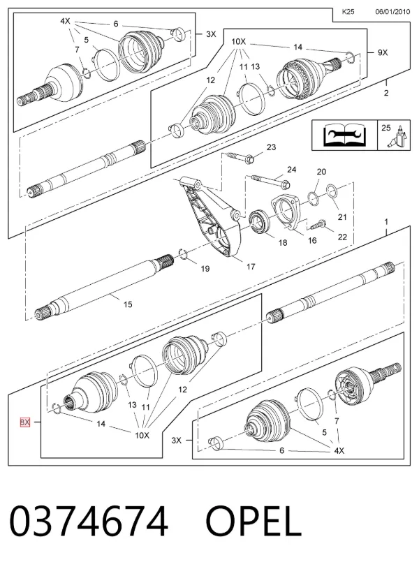 ШРУС внутренний правый 0374674 Opel