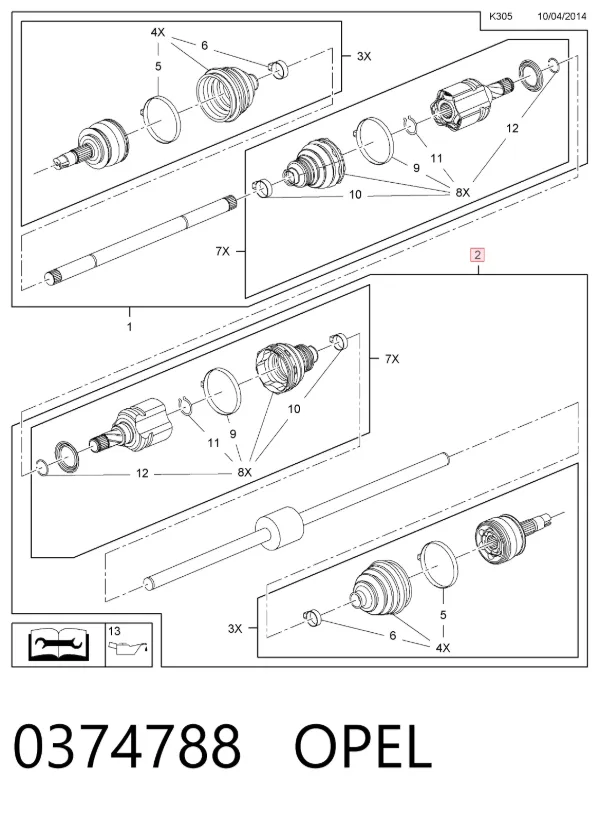 Правая полуось 0374788 Opel