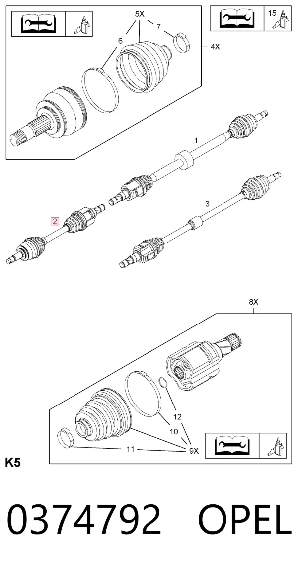 Левая полуось 0374792 Opel
