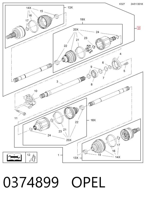Левая полуось 0374899 Opel