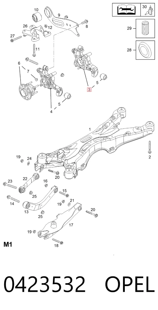Цапфа задняя правая 0423532 Opel
