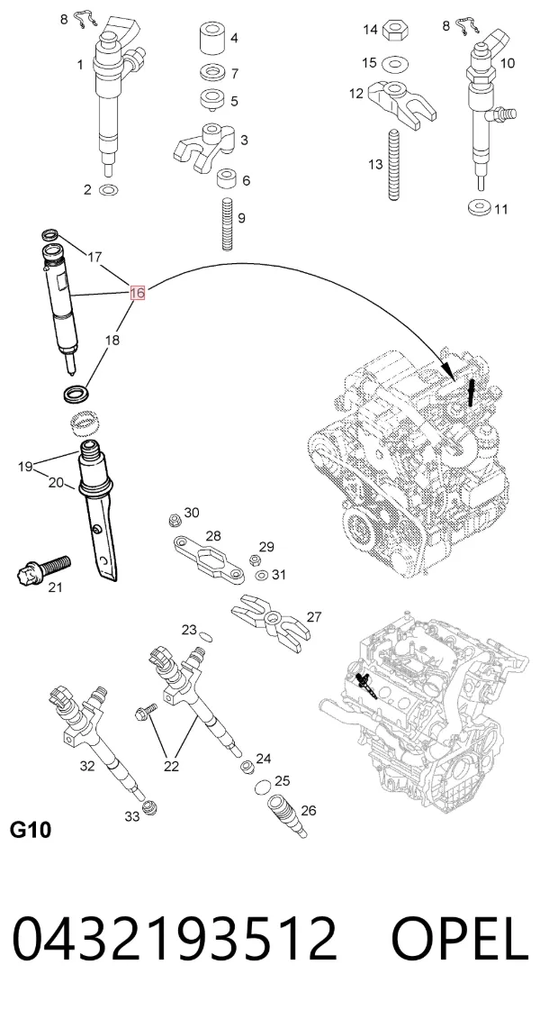 Топливные форсунки 0432193512 Opel