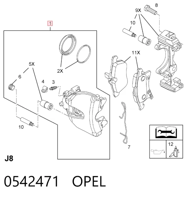 Суппорт тормозной передний левый 0542471 Opel
