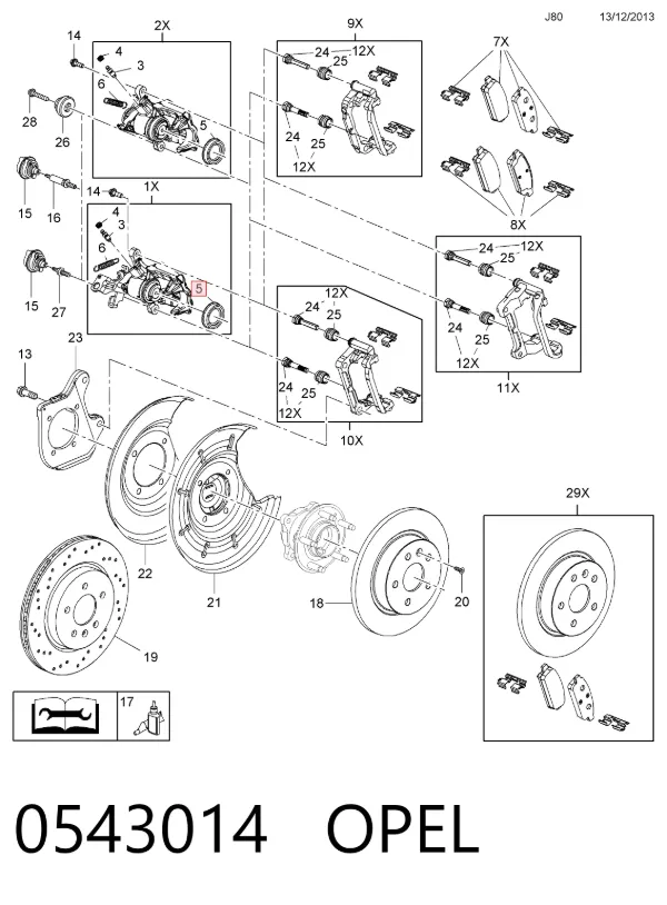 Ремкомплект суппорта 0543014 Opel