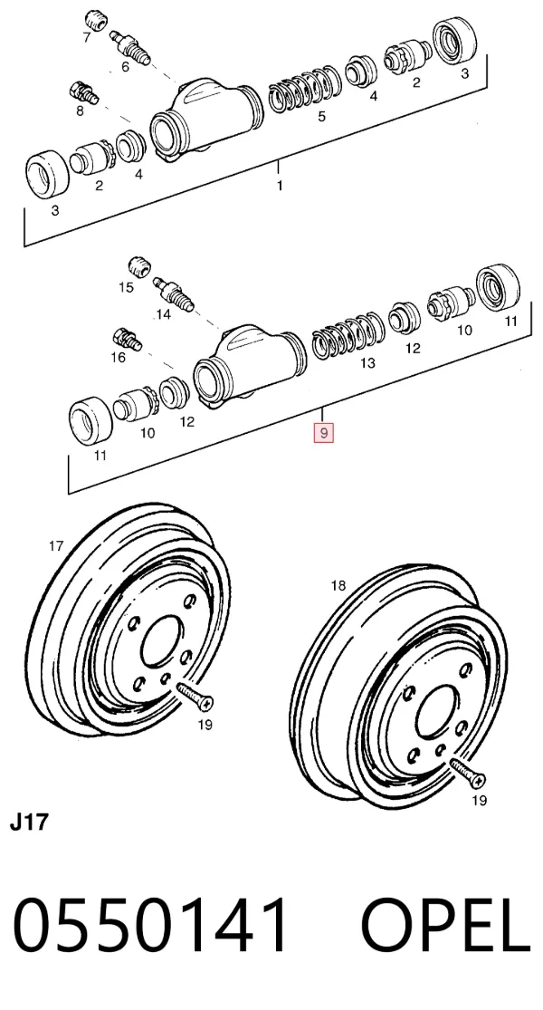 Цилиндр тормозной колесный 0550141 Opel