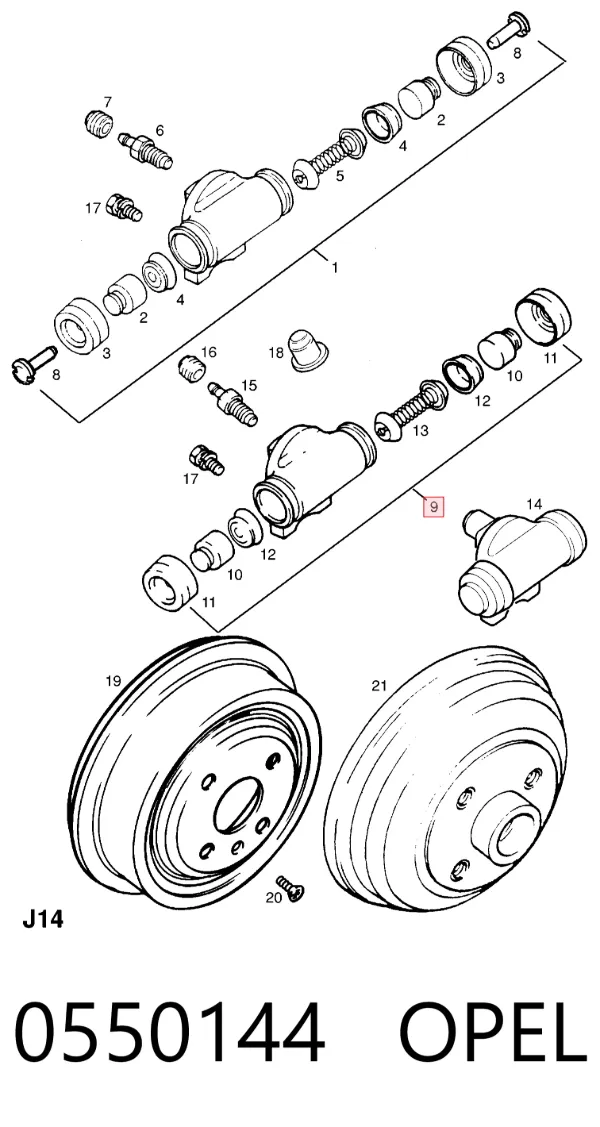 Цилиндр тормозной колесный 0550144 Opel