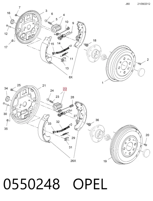 Цилиндр тормозной колесный 0550248 Opel