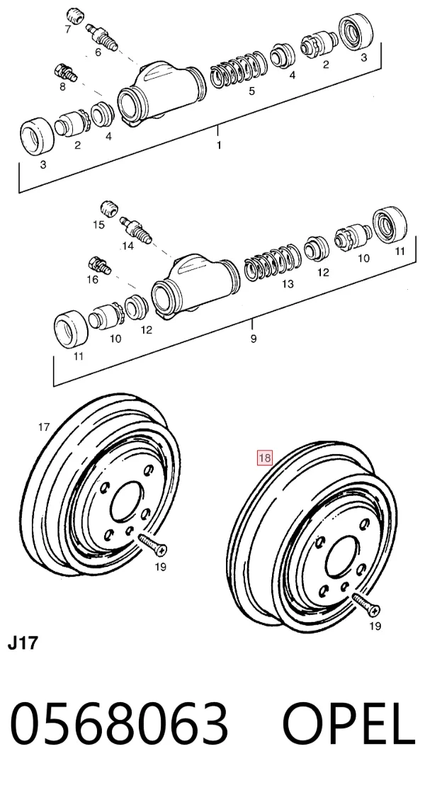 Тормозной барабан 0568063 Opel