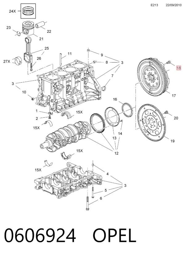 Болт крепления маховика 0606924 Opel