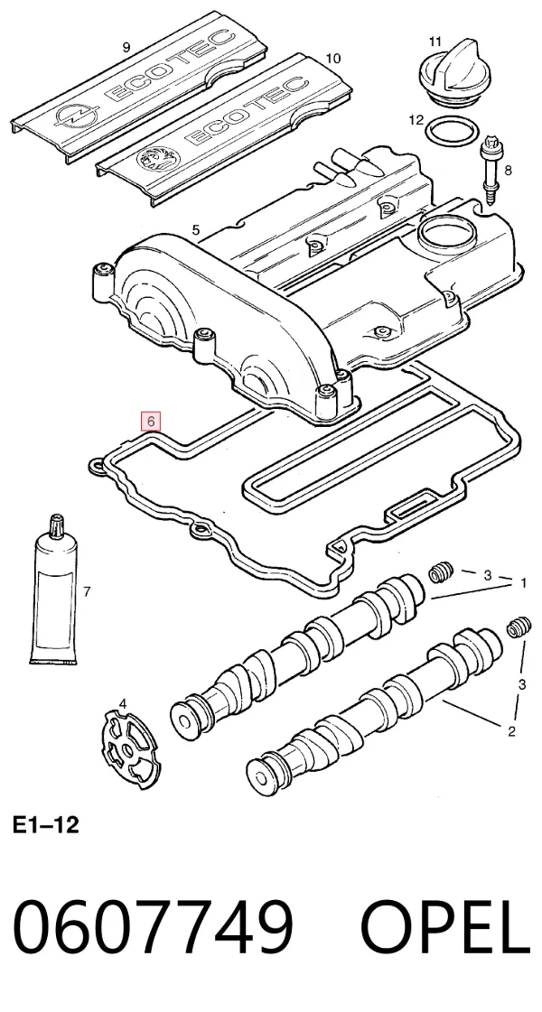 Прокладка клапанной крышки 0607749 Opel