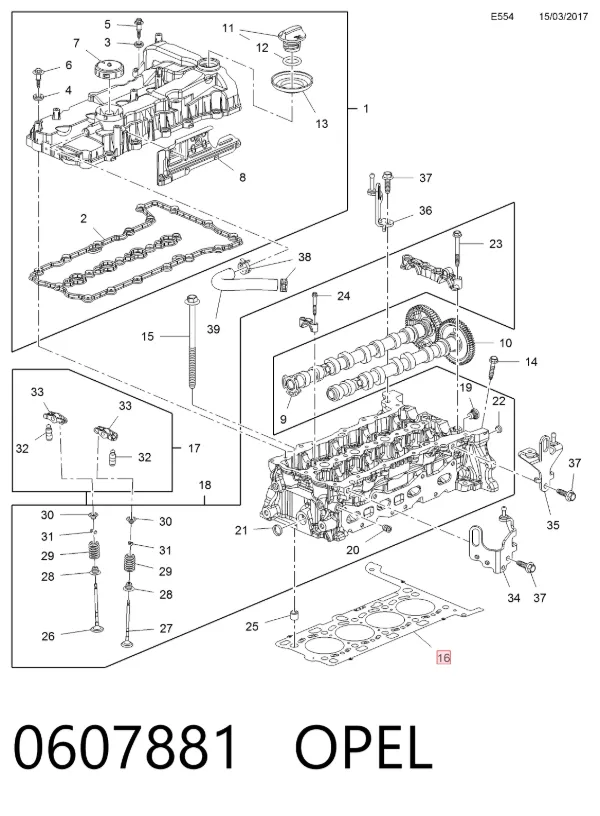Прокладка ГБЦ 0607881 Opel