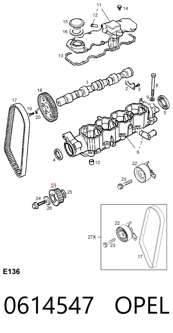 Звездочка привода коленвала 0614547 Opel