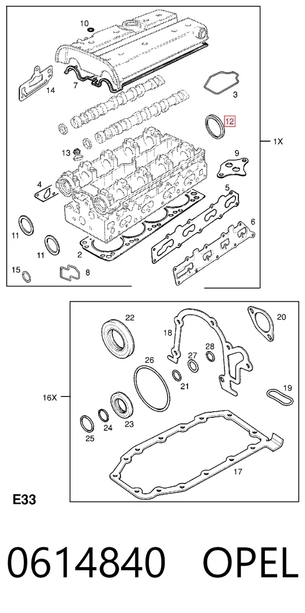 Сальник коленвала задний 0614840 Opel
