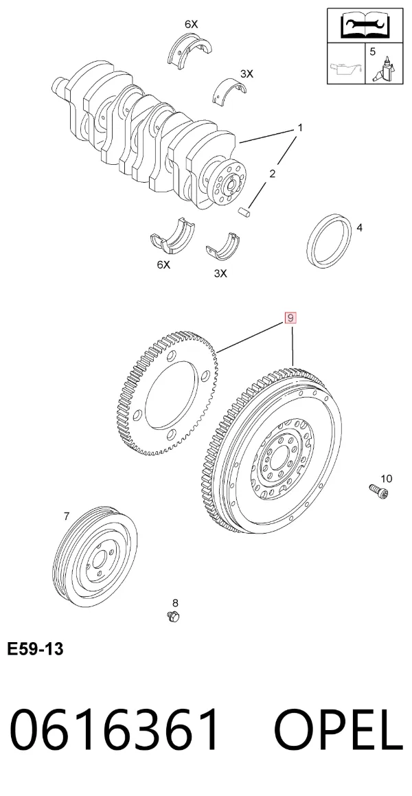 Маховик 0616361 Opel