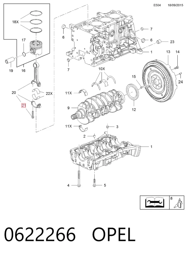 Болт шатуна 0622266 Opel