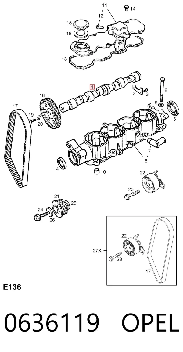Распредвал 0636119 Opel