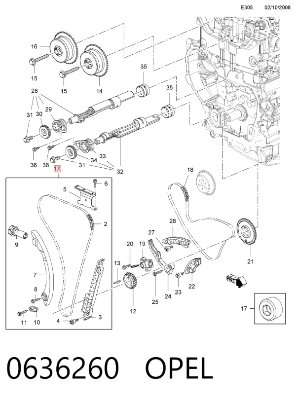 Комплект цепи ГРМ 0636260 Opel