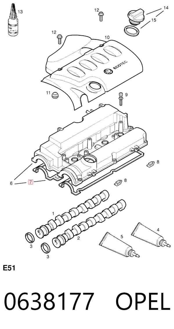 Прокладка клапанной крышки 0638177 Opel