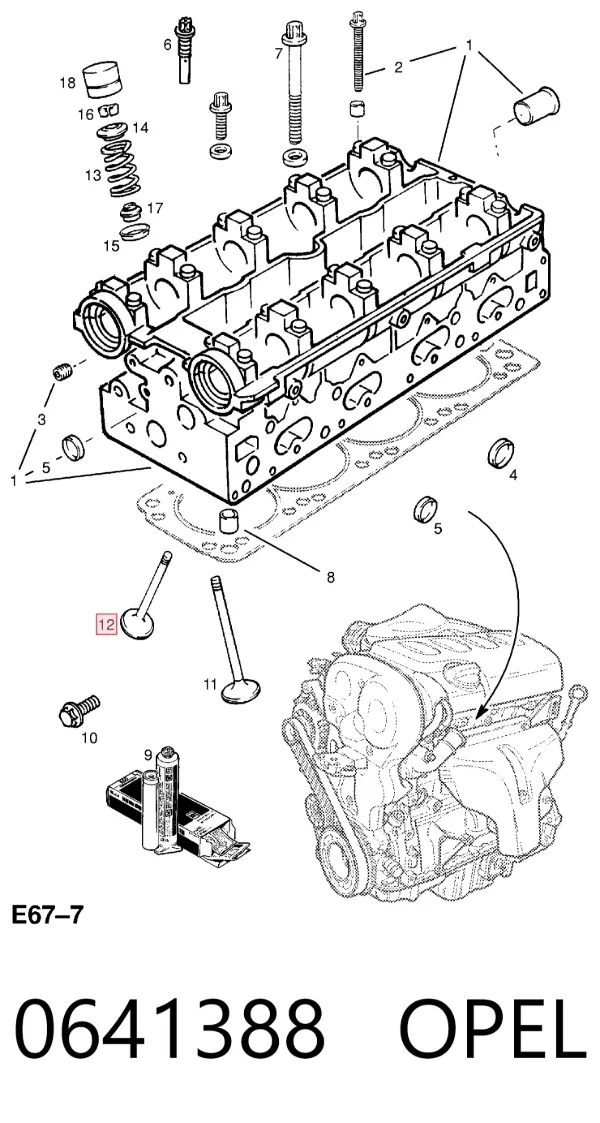 Выпускной клапан 0641388 Opel