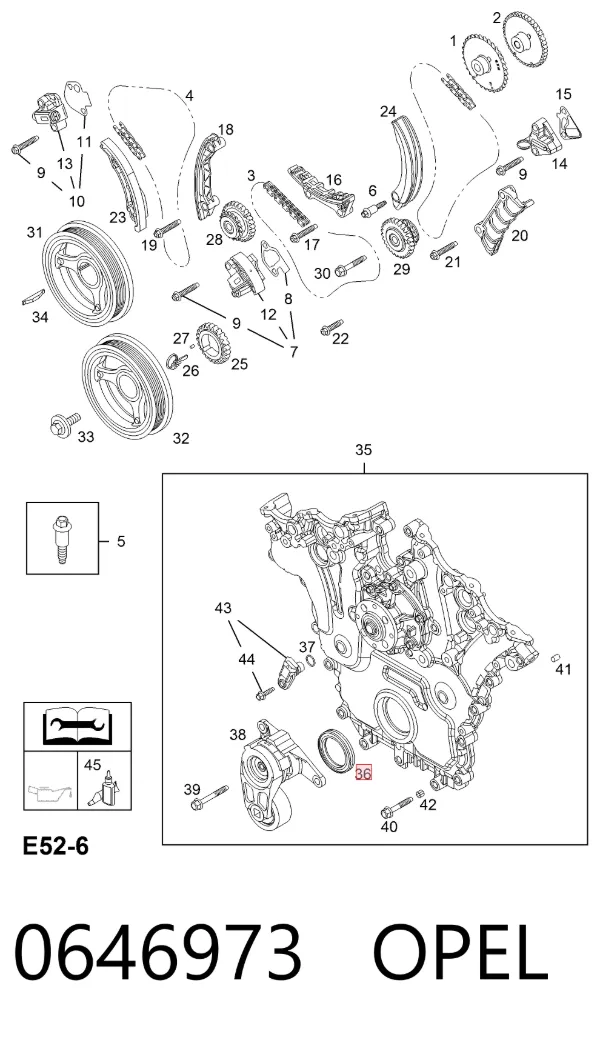 Сальник коленвала 0646973 Opel
