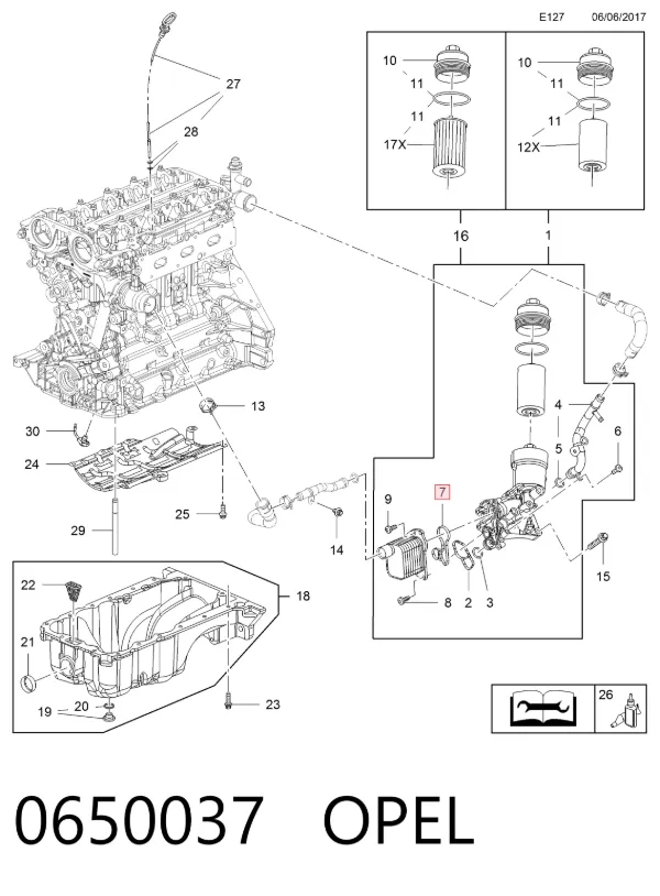 Прокладка радиатора масляного 0650037 Opel