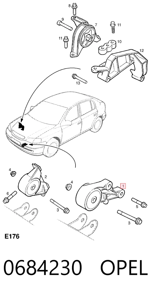 Передняя опора двигателя 0684230 Opel