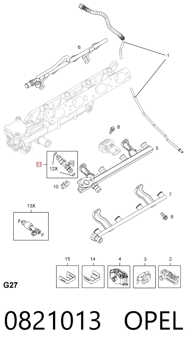 Топливные форсунки 0821013 Opel