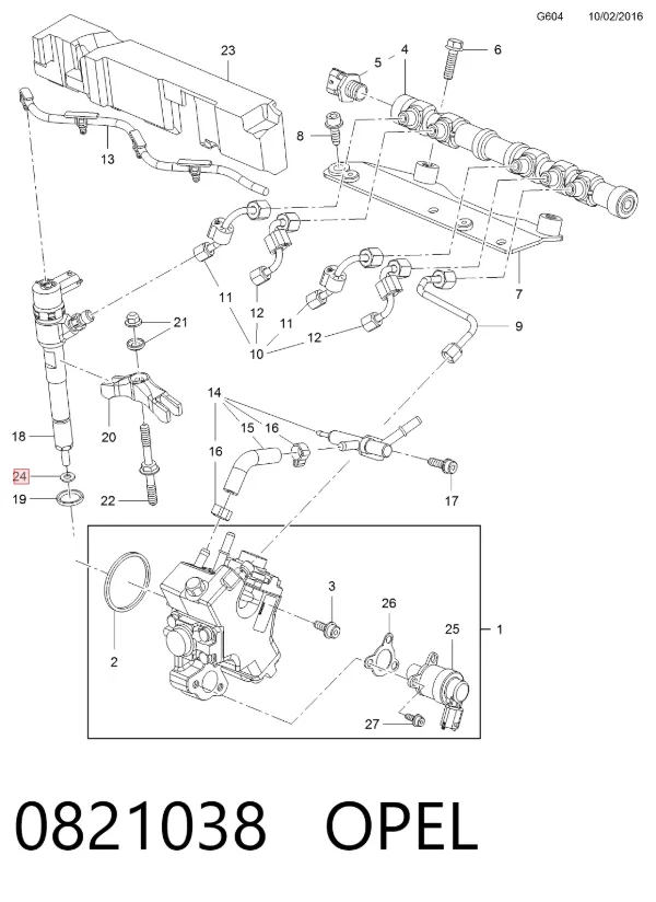 Ремкомплект форсунок 0821038 Opel