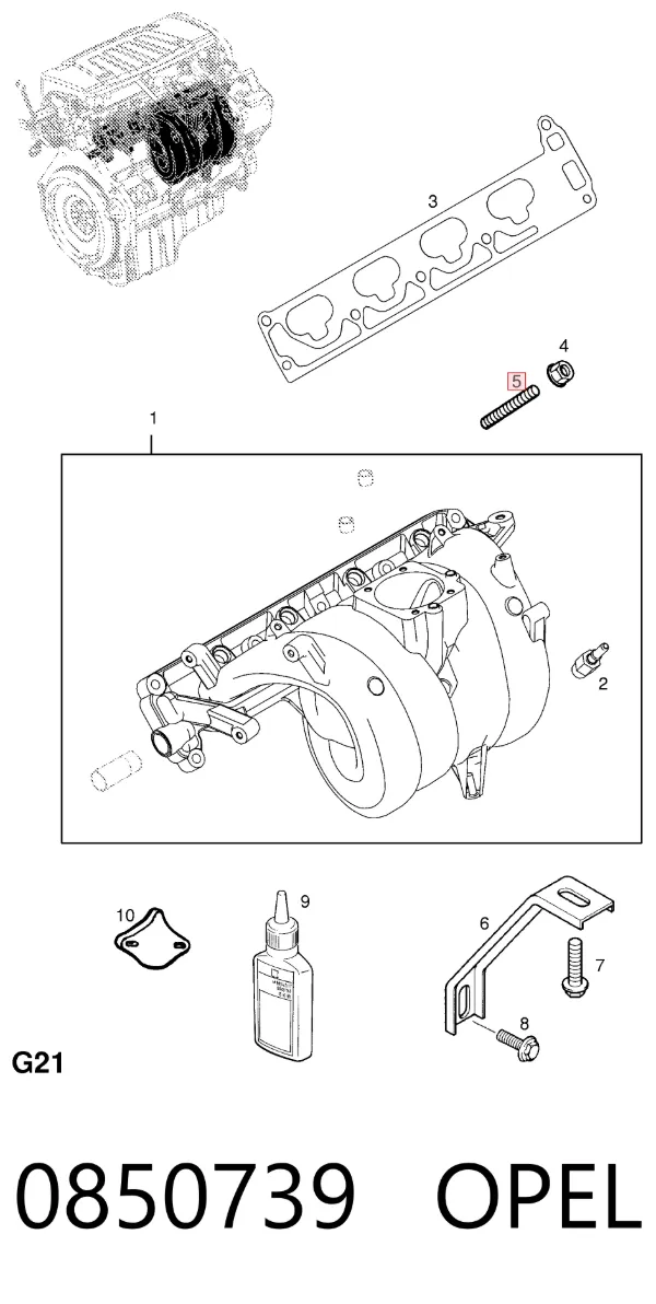 Шпилька выпускного коллектора 0850739 Opel