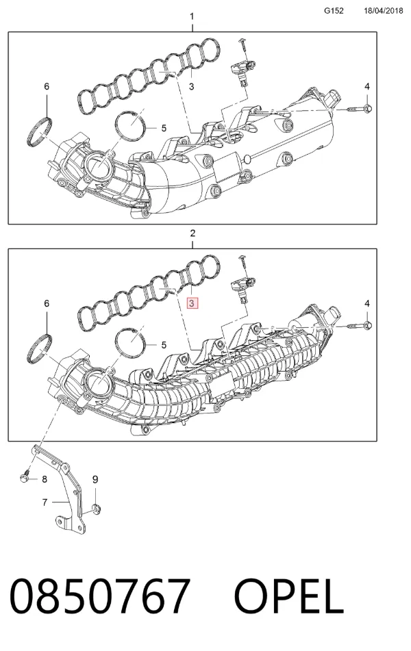 Прокладка впускного коллектора Opel Astra K