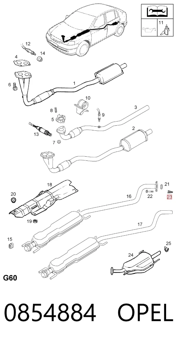 Пружина выхлопной системы 0854884 Opel