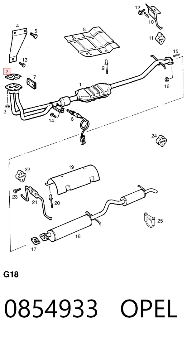 Прокладка глушителя 0854933 Opel