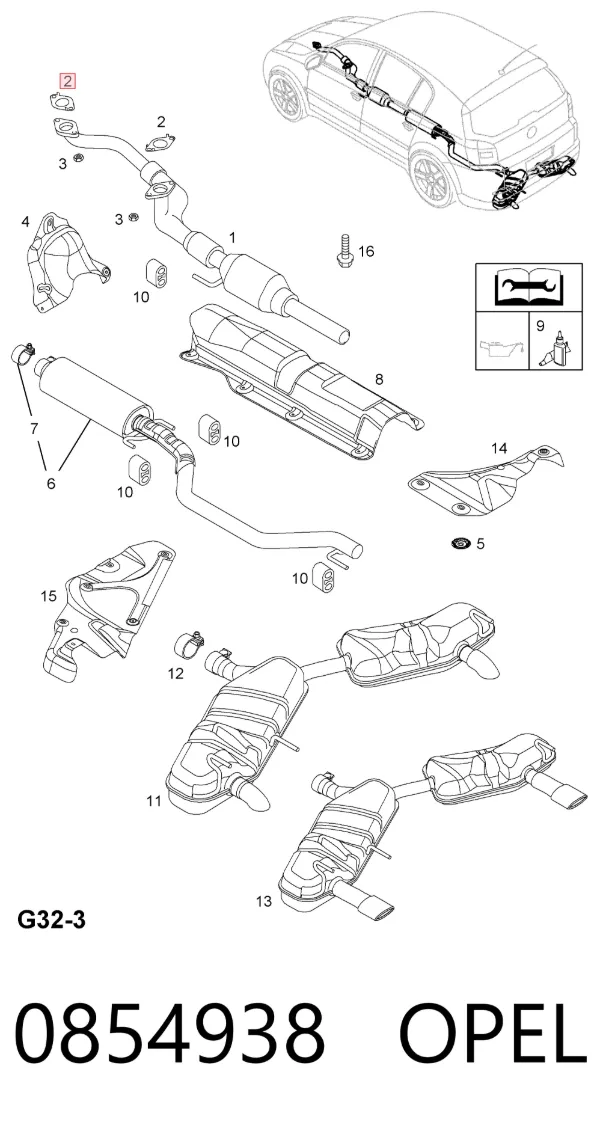 Прокладка глушителя 0854938 Opel