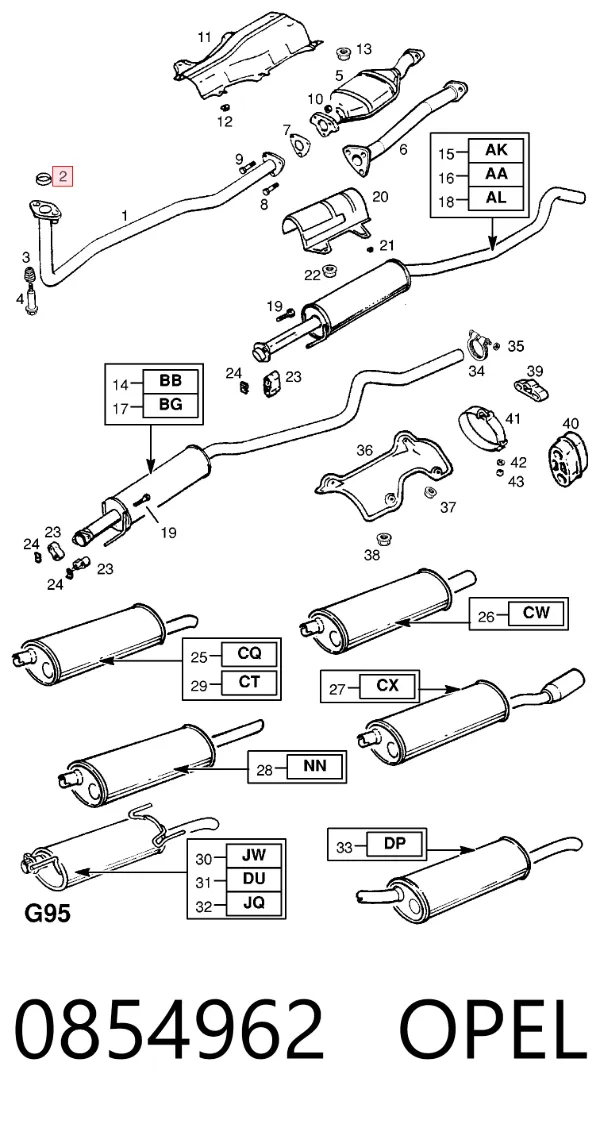 Прокладка глушителя 0854962 Opel