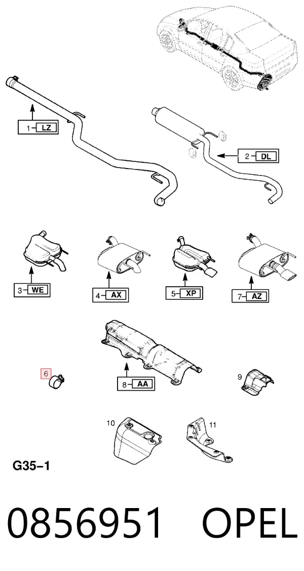 Хомут глушителя 0856951 Opel