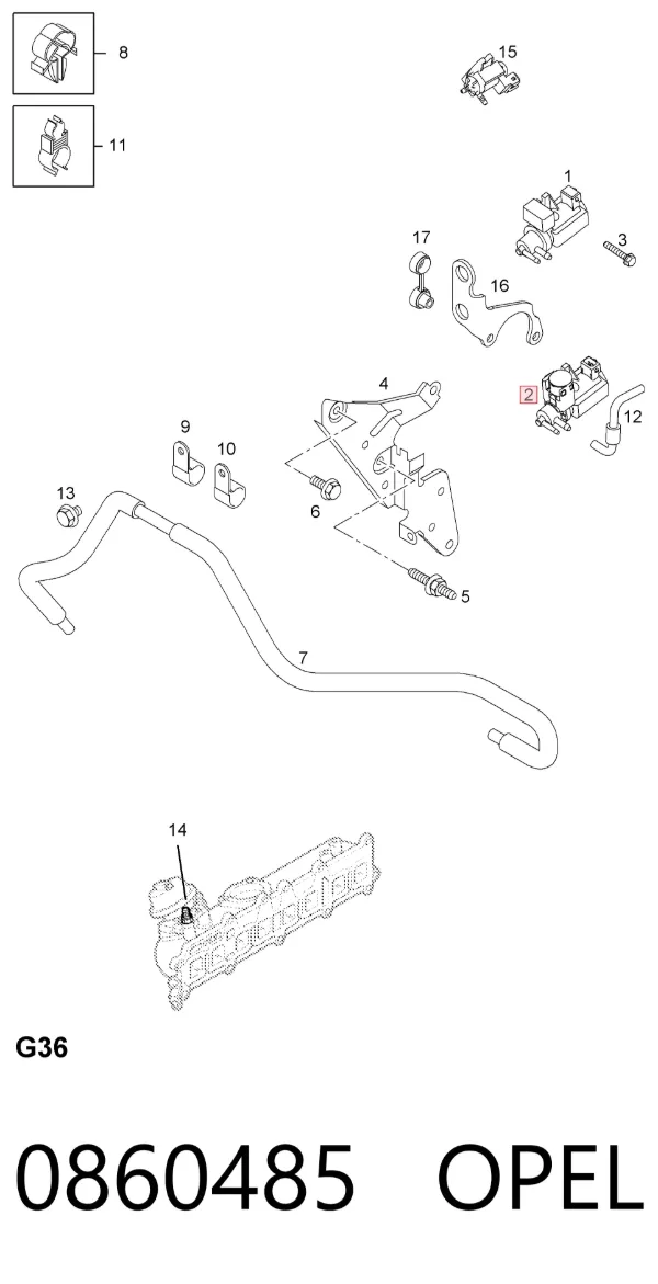 Клапан преобразователь давления наддува (соленоид) 0860485 Opel
