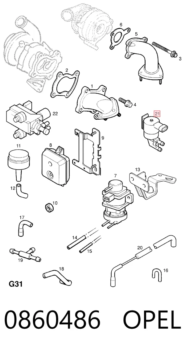 Клапан преобразователь давления наддува (соленоид) 0860486 Opel