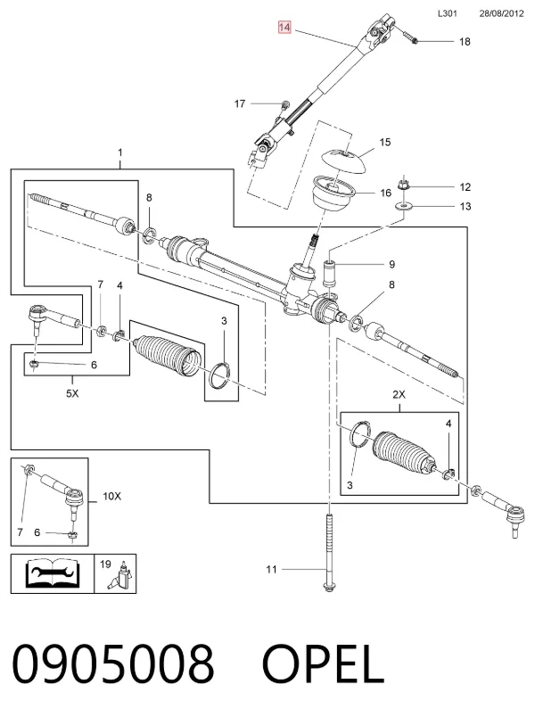 Вал рулевой колонки 0905008 Opel