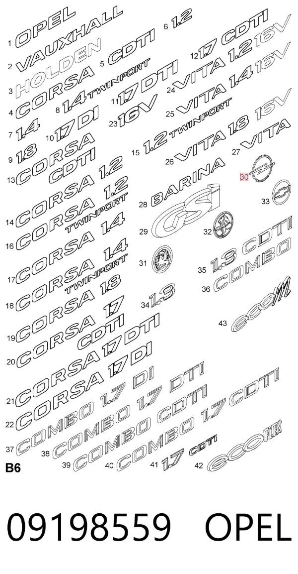 Эмблема крышки багажника 09198559 Opel