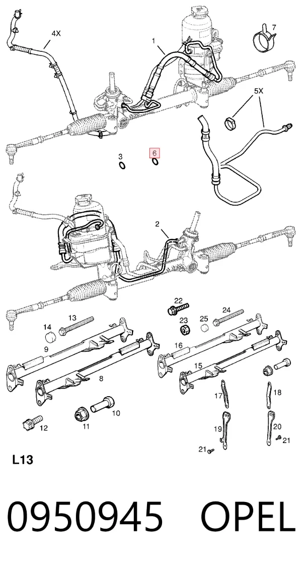 Кольцо уплотнительное трубки ГУР 0950945 Opel