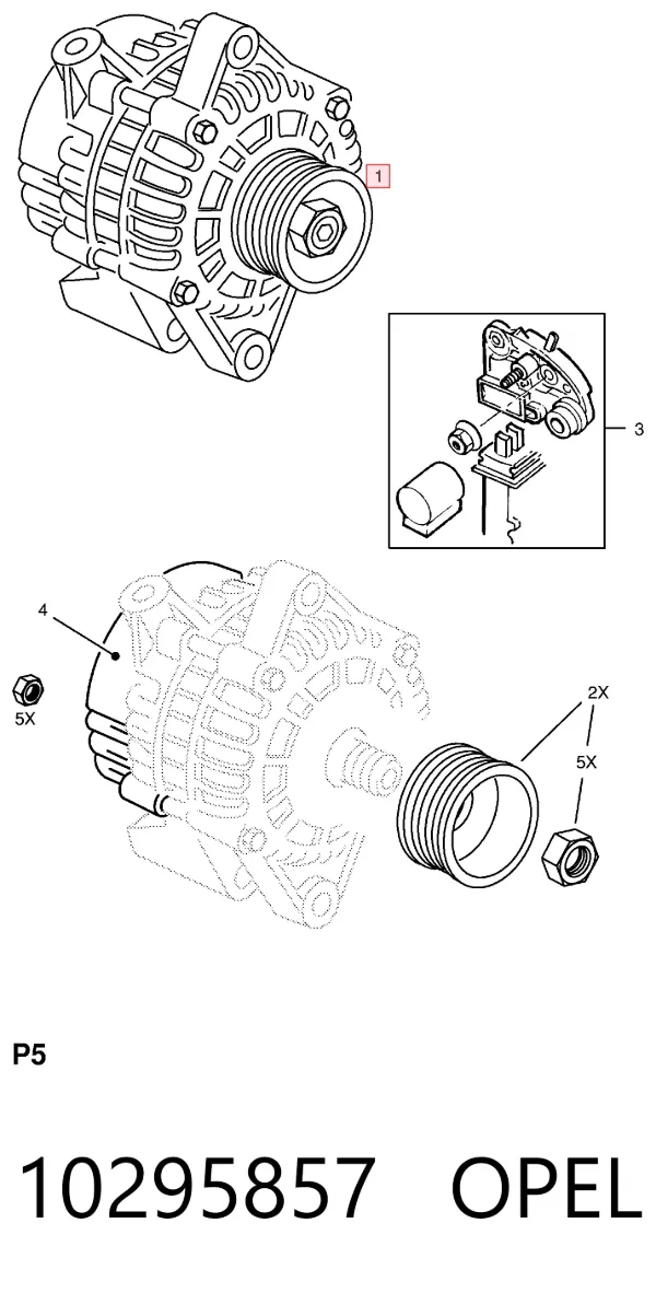 Генератор 10295857 Opel