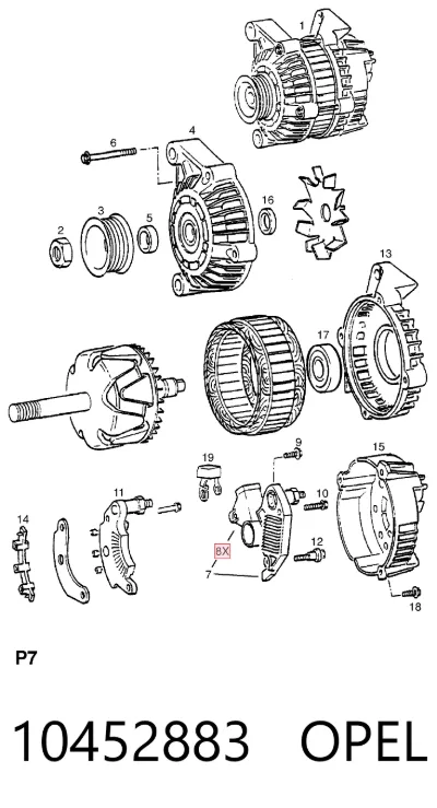 Щеткодержатель генератора OPEL 10452883