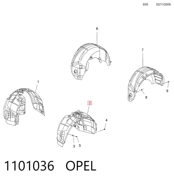 Подкрылок передний левый 1101036 Opel
