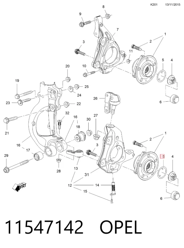 Кольцо стопорное подшипника передней ступицы 11547142 Opel