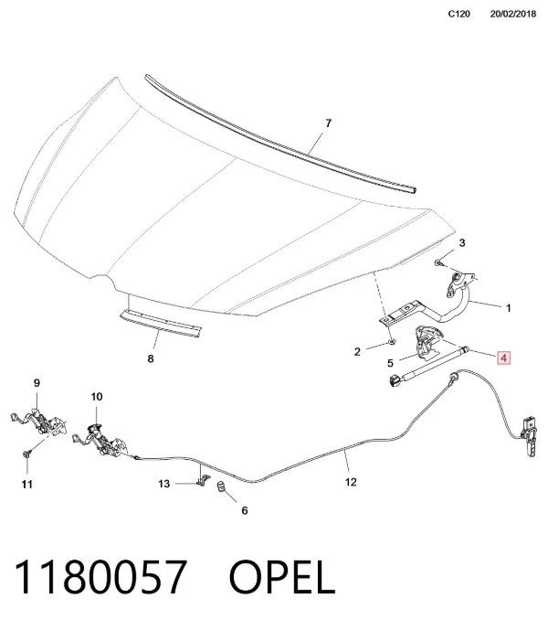 Амортизатор капота 1180057 Opel