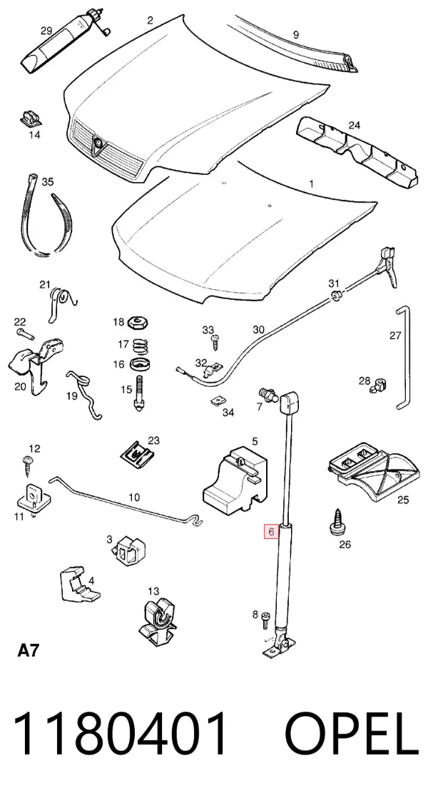 Амортизатор капота 1180401 Opel