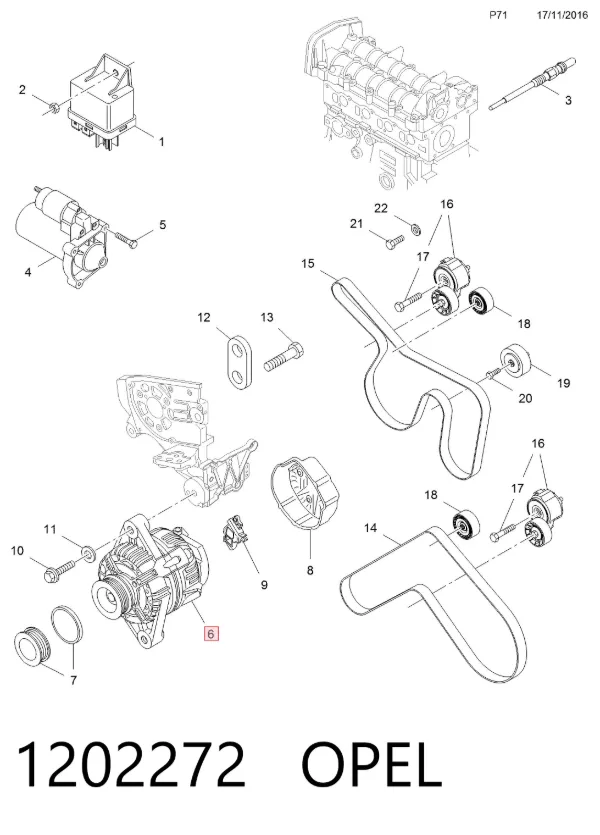 Генератор 1202272 Opel