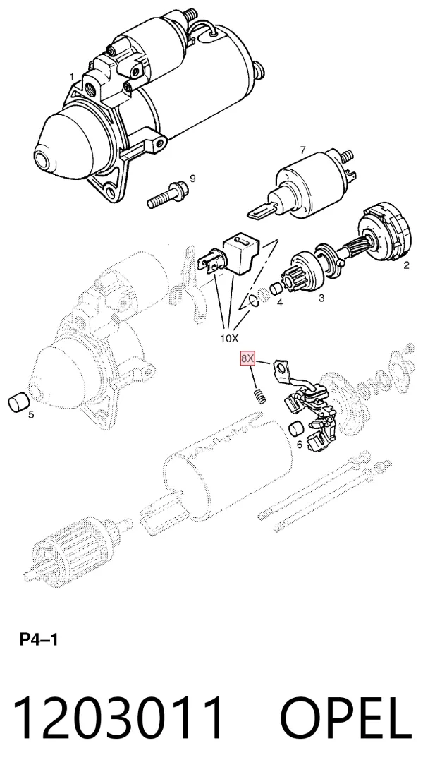 Щеткодержатель стартера 1203011 Opel
